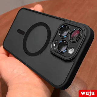 Wuju Luxury Matte Magnetic Wireless Charging Case สําหรับ iPhone 17 16 15 14 13 12 11 Pro Max Plus Air กันกระแทกเคสโทรศัพท์ฝาครอบ