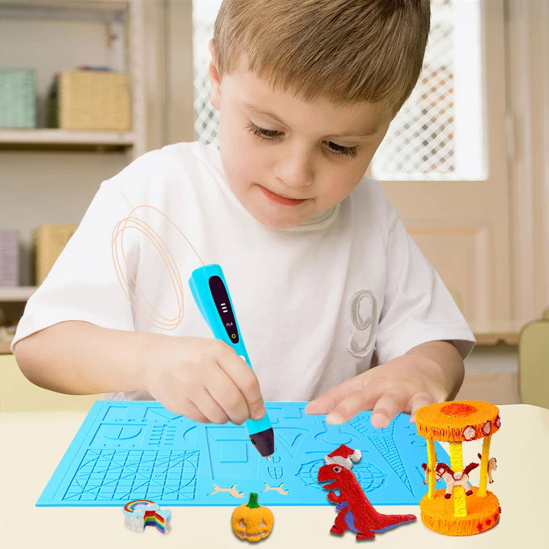 Dikale 3D Printing Pen Silicone Mat Castle Eiffel Tower Pattern 3D Printer Pens Drawing Stencils Too