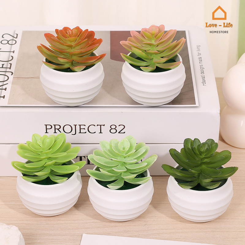 Diy เดสก์ท็อปตกแต่งประดิษฐ์ Succulent บอนไซเครื่องประดับ-บ้าน Micro ภูมิทัศน์พืชปลอม Potted Garden Decor