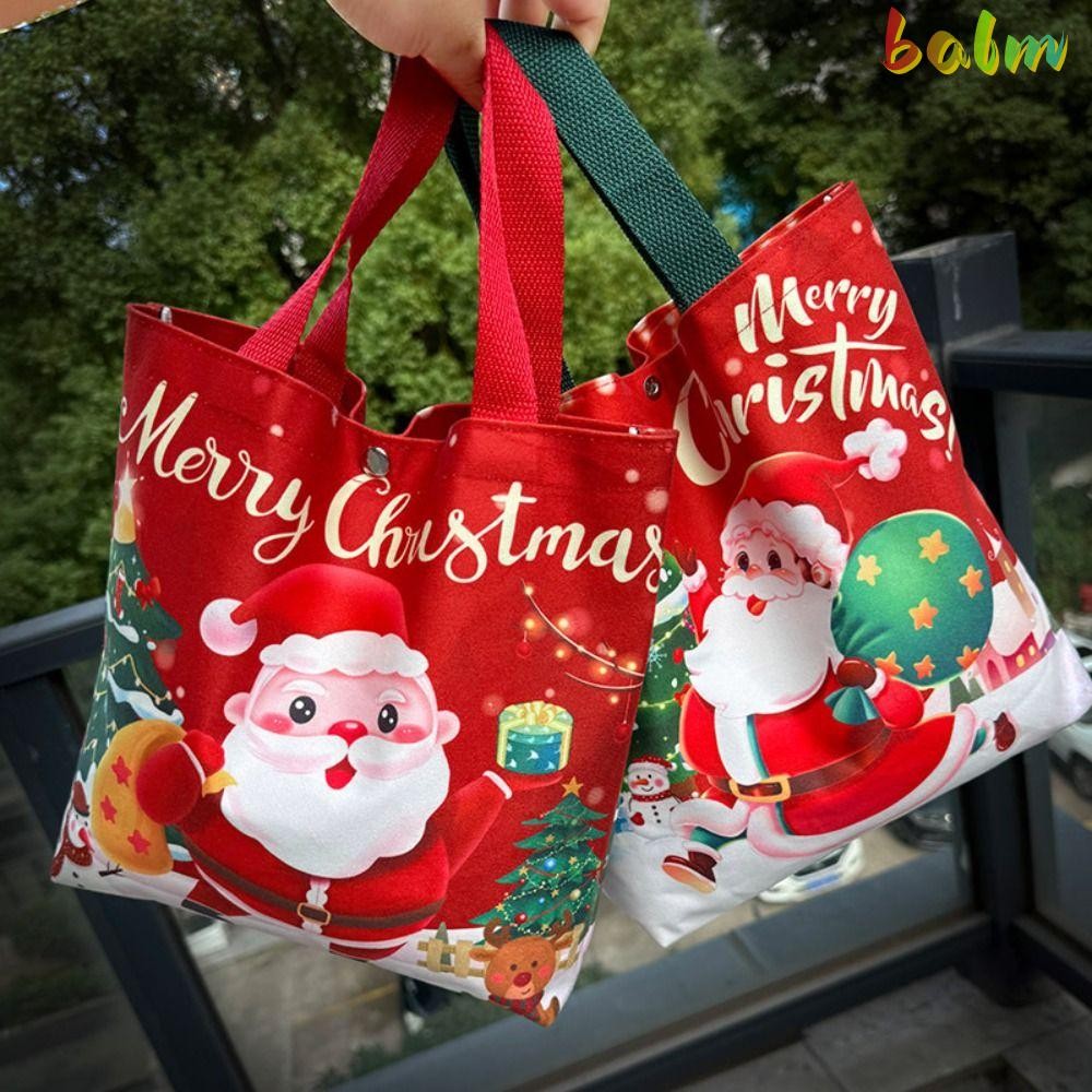 Balm Candy Bag กระเป๋าผ้าใบลําลองลายการ์ตูนกระเป๋าสะพายคริสต์มาสความจุขนาดใหญ่
