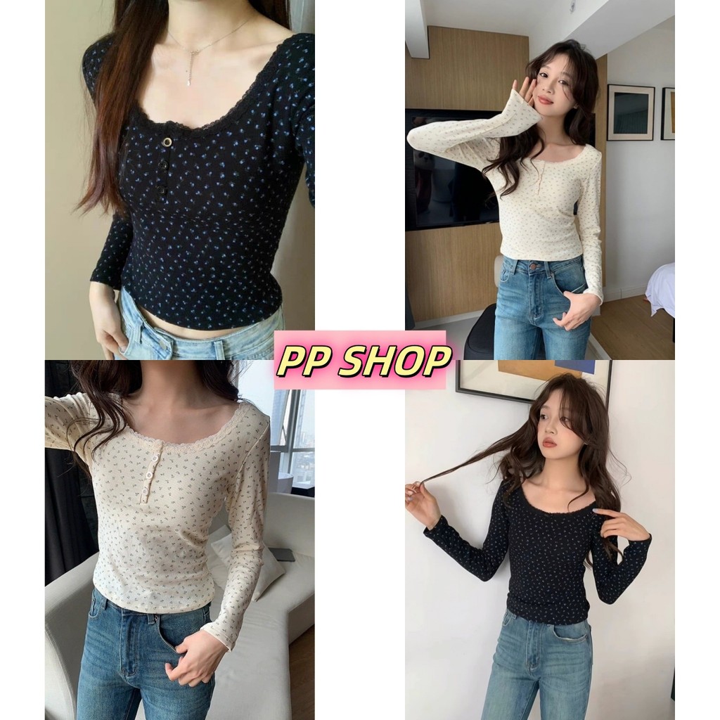 PP Shop​ ​​​พร้อมส่ง เสื้อยืด คอกลม มีฟองน้ำ ผ้าคอตตอน เสื้อ ใส่สบาย แฟชั่น ยับยาก สไตล์เกาหลี ลายดอกไม้ น่ารักๆ#FY5065