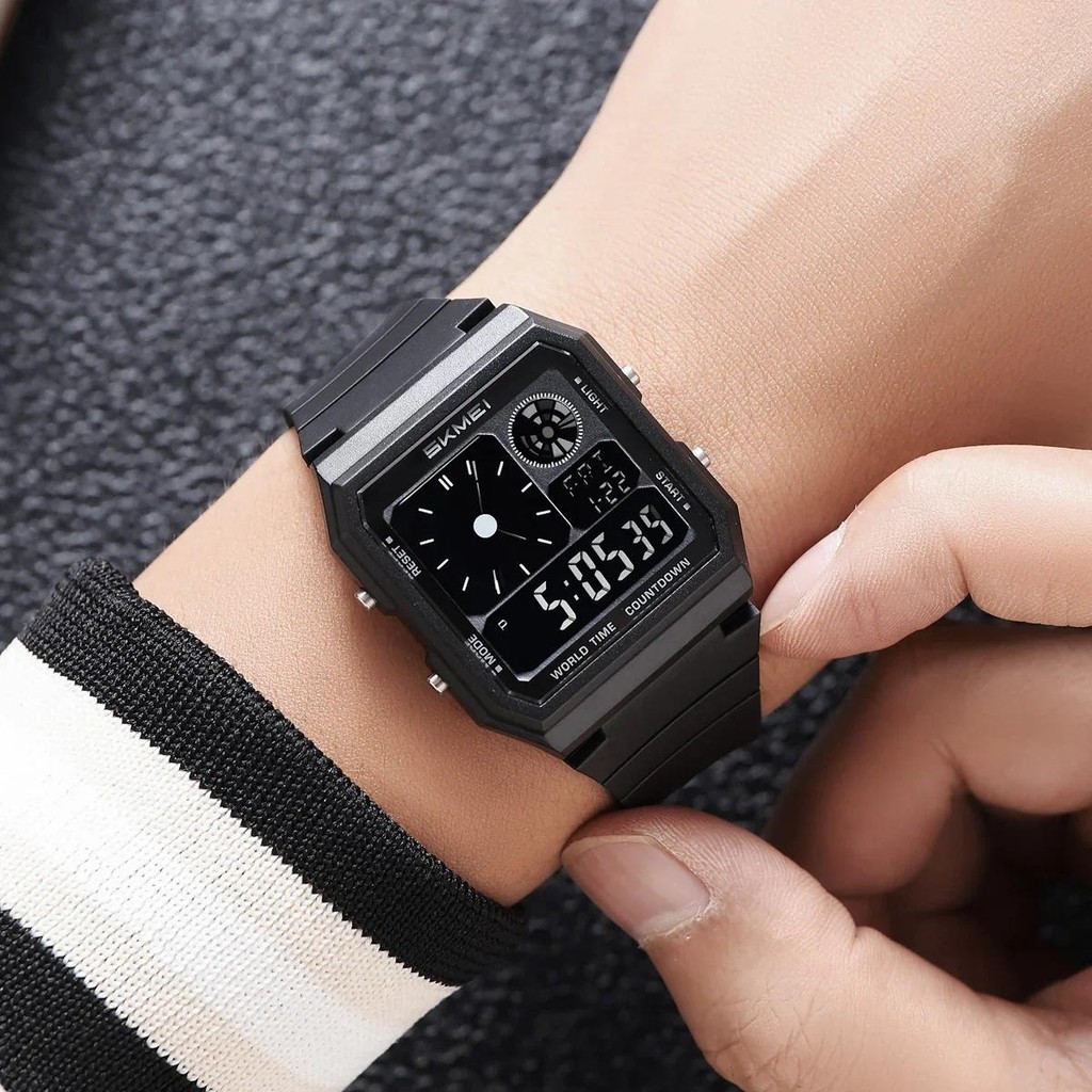 Skmei 2347 Daylight Time Digital Sport นาฬิกาอิเล็กทรอนิกส์สําหรับผู้ชายผู้หญิงนักเรียนกันน้ํากลางแจ้ง Chrono นาฬิกาข้อมือ Reloj