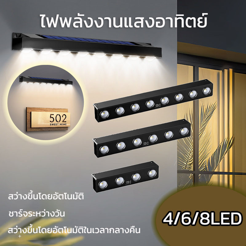 💡ไฟพลังงานแสงอาทิตย์ LED กันน้ําไฟป้าย โคมไฟพลังงานแสงอาทิตย์ระเบียงบันไดรั้วบ้านบรรยากาศแสง ตก แต่งสวน
