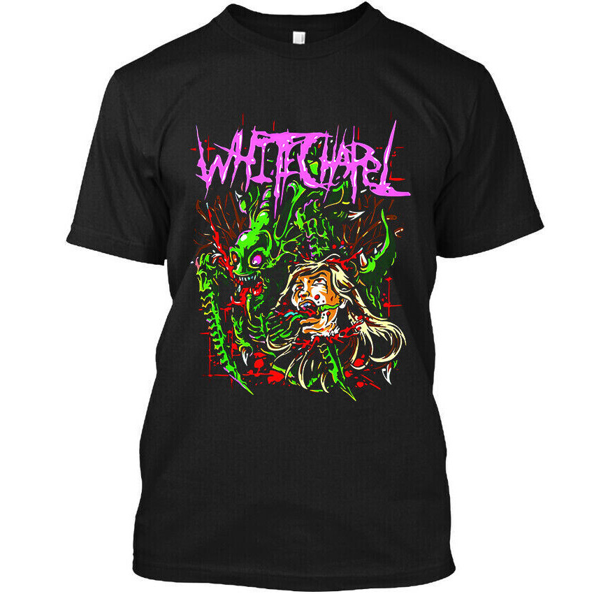 ใหม่ เป็นที่นิยม! เสื้อยืดโลโก้ Retro กราฟิก Whitechapel American Music