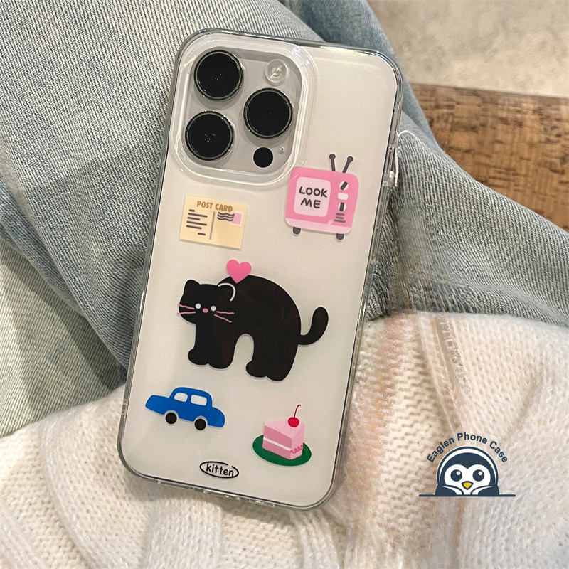 การ์ตูนแมวดําครีมเคสโทรศัพท์สีขาวสําหรับOPPO A6 A5 2025 A3 energy A2 A1 Pro GT A6i A5x A5i A3x A2x A