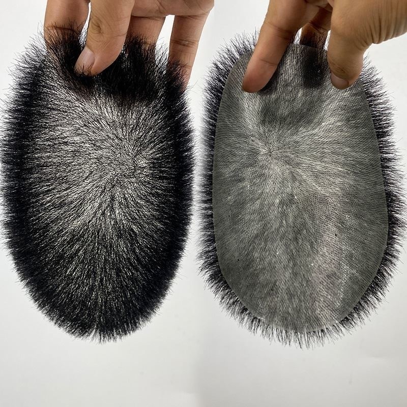 Biological Scalp Guo Degang สไตล์ 100% ผมมนุษย์ Toupee ธรรมชาติดูตรงวิกผม Remy มนุษย์ผมธรรมชาติผู้ชาย Toupee ที่มองไม่เห็น Knots