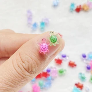 ALMA1BZ 100 ชิ้นเต่าเรืองแสง, DIY การ์ตูน Mini เรซิ่นสัตว์, Dopamine สี Glow-in-the-dark Miniature ตุ๊กตาสําหรับโทรศัพท์ DIY Hairpin