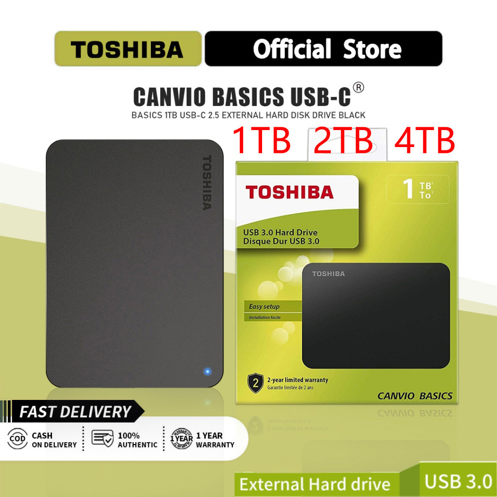 Toshiba 1TB 2TB 4TB External Hard disk ฮาร์ดดิสพกพา Basics Storage USB 3.0 ฮาร์ดดิสก์แบบพกพา Harddis
