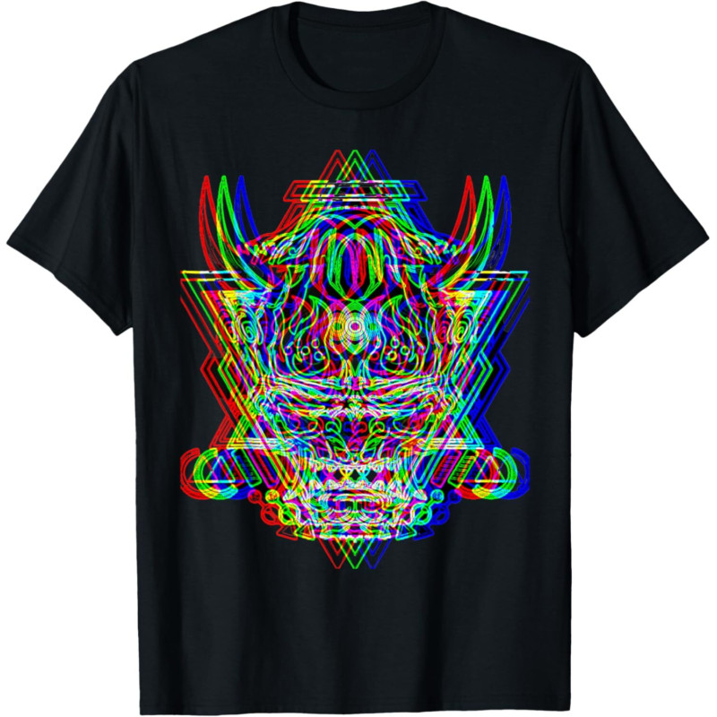 Samurai Oni Demon Mask Bushido Warrior Aesthetic เสื้อยืดญี่ปุ่น