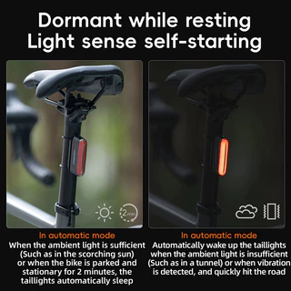 Rockbros จักรยาน IPX6 ไฟท้ายกันน้ํา Type-C ชาร์จสมาร์ทเบรค Sensing Magnetic ด้านหลัง MTB จักรยานเสือหมอบขี่จักรยานอุปกรณ์เสริม