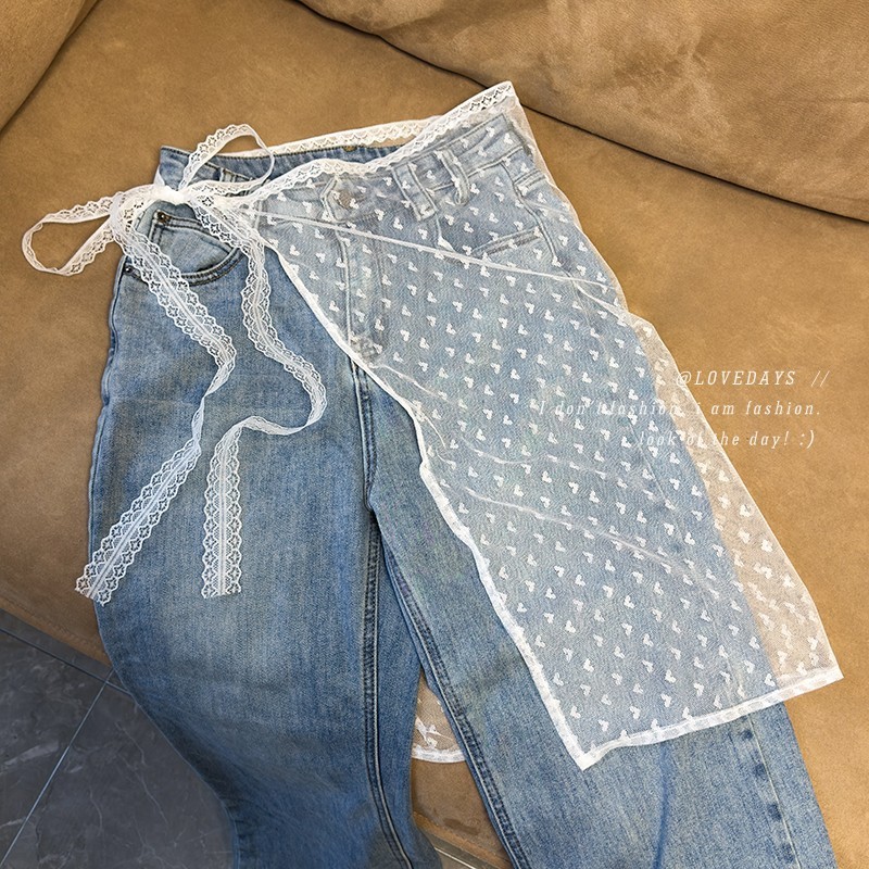 Ins Lace Layered Wear Layered Sense Photo กระโปรงเข็มขัดตกแต่ง