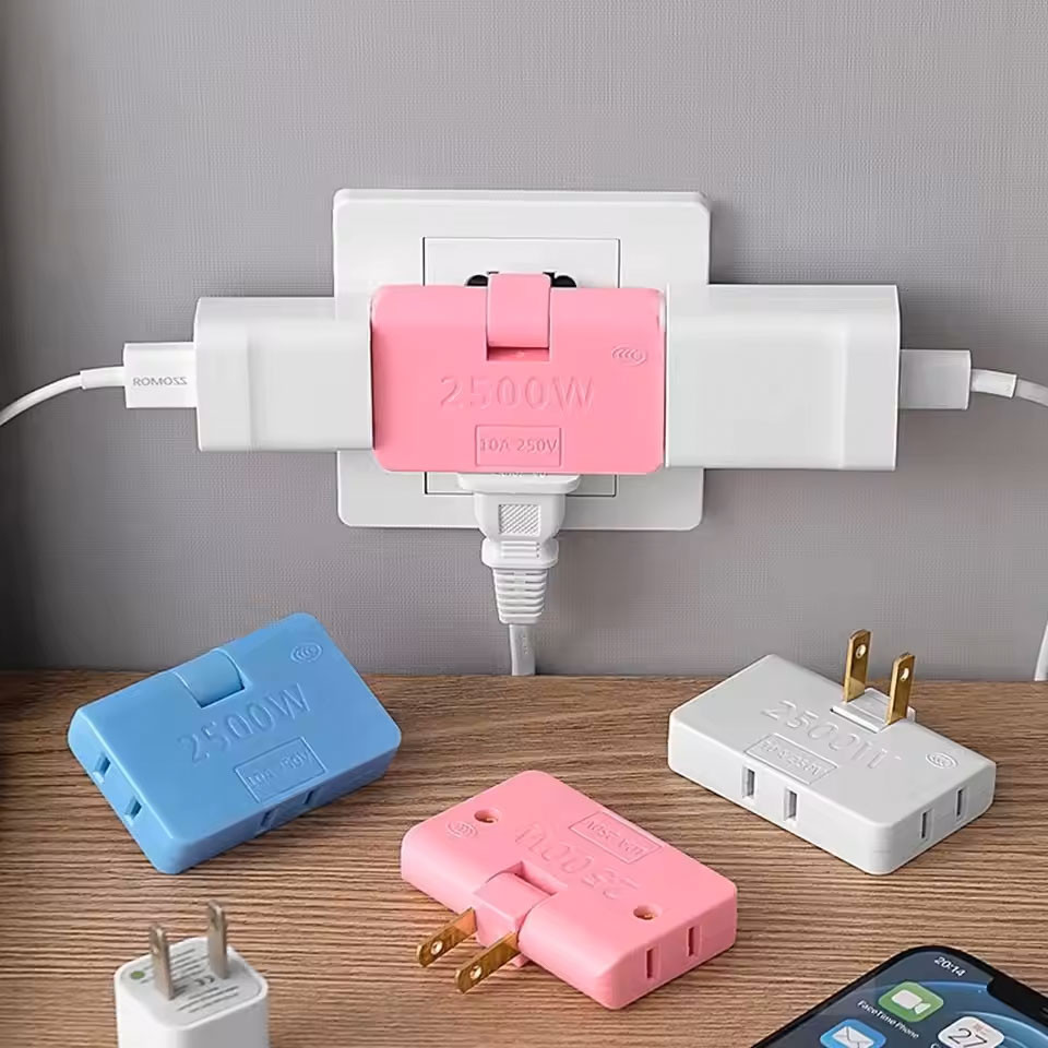 อะแดปเตอร์ปลั๊กต่อขยาย ตัวแปลงซ็อกเก็ตหมุนได้ปลั๊กไฟปลั๊กไฟซ็อกเก็ตปลั๊กหลายตัวแบบบางปลั๊กไฟที่ทนทาน