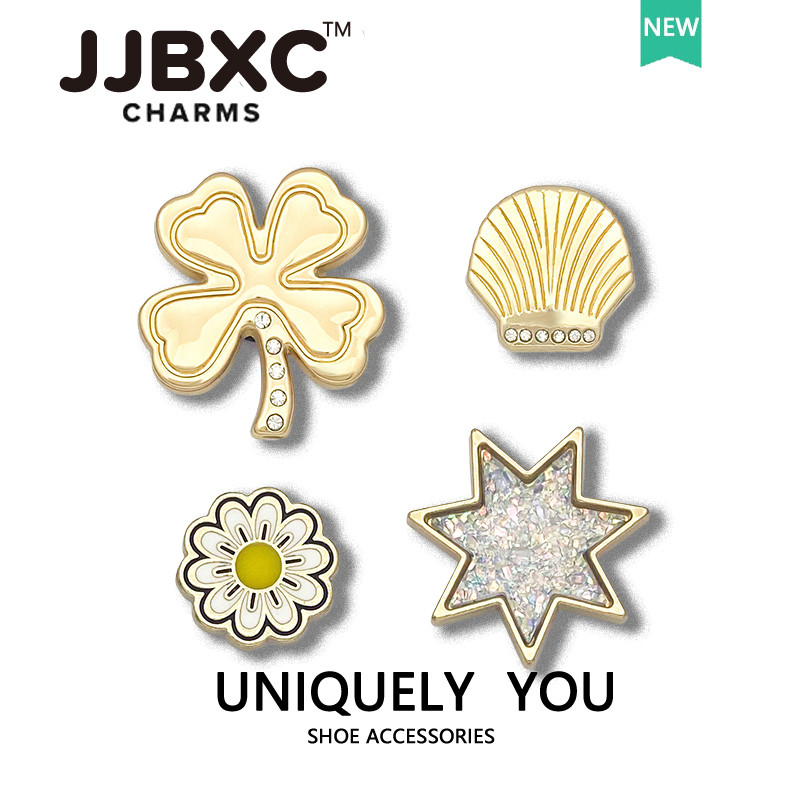 JJBXC charm จิบบิท Clover ตัวเสริมรองเท้านำโชค สำหรับของขวัญ DIY จิ๊บบิท charm