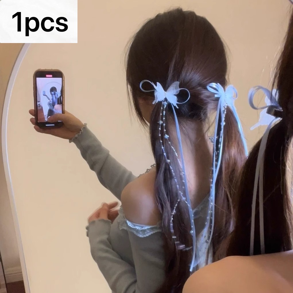 สาวหวานริบบิ้นลูกปัดพู่ผีเสื้อคลิปกิ๊บน่ารักเจ้าหญิงผีเสื้อ ใบเรียกเก็บเงินเป็ด คลิป