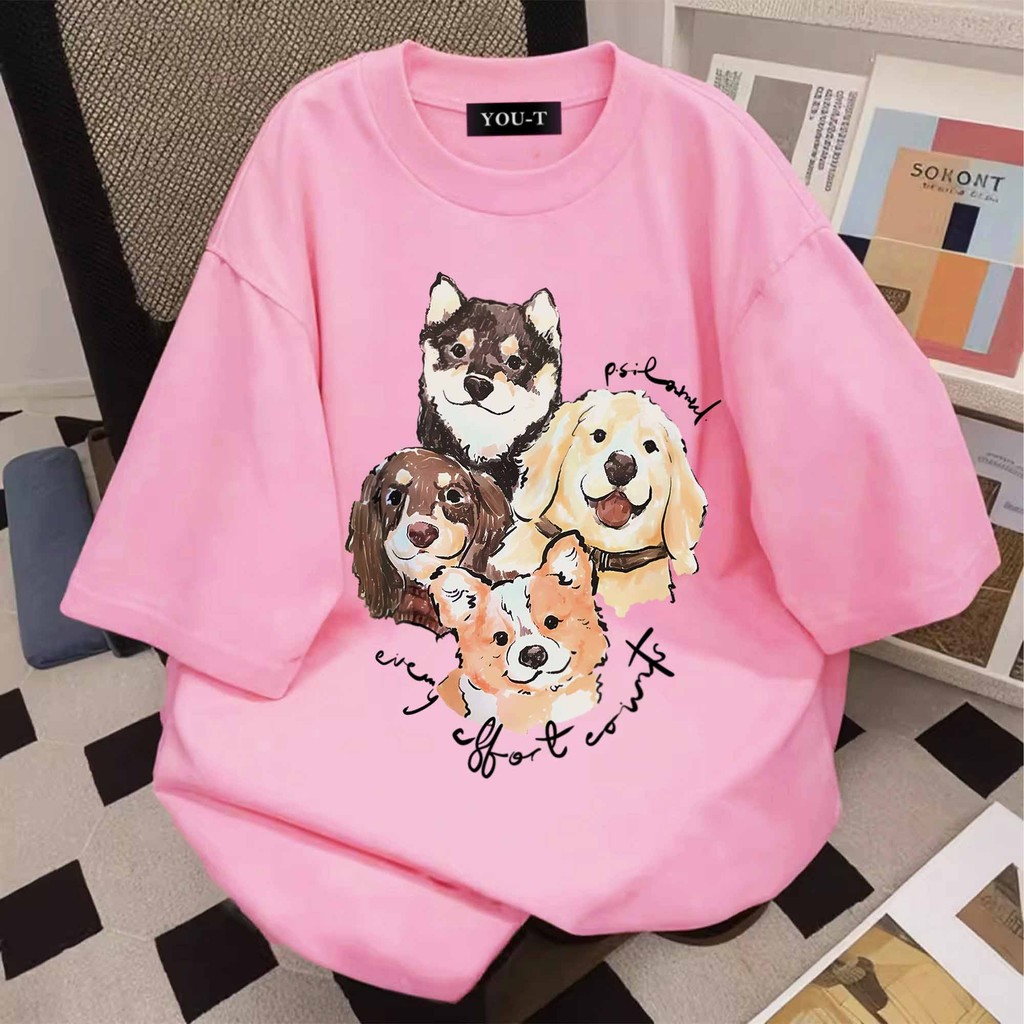 Basi💥 ผู้หญิง เสื้อยืด oversize เกรดพรีเมียม เสื้อคอตตอน100% ไม่หดตัว ใส่สบาย การ์ตูนน่ารัก ลาย 