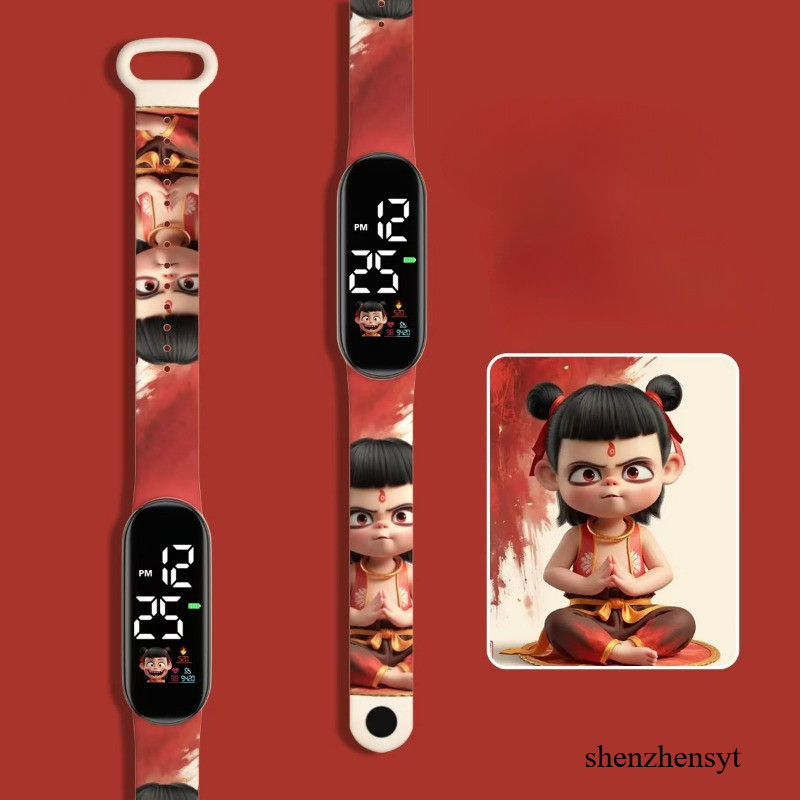ใหม่ Nezha Naohai ขายร้อนอะนิเมะพิมพ์น่ารักนักเรียนชายและหญิงแฟชั่น LED กันน้ํา Touch สร้อยข้อมือนาฬิกา