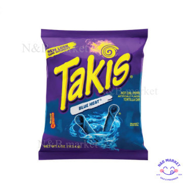 Takis blue heat hot chilli pepper tortilla chips สินค้านำเข้า ไม่ติดฉลากไทย แผ่นทอร์ทิลล่ารูปเกลียวร