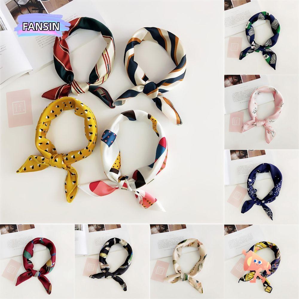 Fansin ผ้าพันคอทรงสี่เหลี่ยมของขวัญคอหัวหรูหราวินเทจขนาดเล็ก