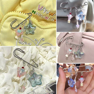 ลูกปัด Star จี้ Pin เข็มกลัด Charms กระเป๋า Pins แขวนอุปกรณ์เสริมพวงกุญแจน่ารักหวานเครื่องประดับ Y2k Simple