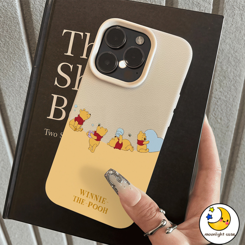 GOOD เคสคู่ เคสเหมือนเปลือกลิ้นจี่ ตัวการ์ตูน น่ารัก หมีตัวน้อย สําหรับ IPhone 16 15 14 13 7 8plus Pro Promax XR XS