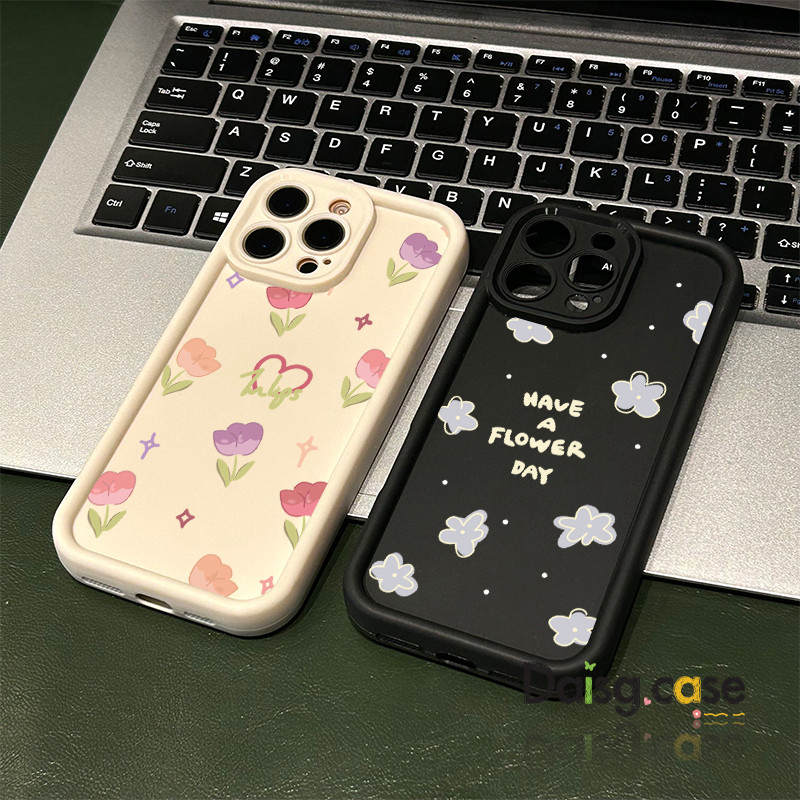 สําหรับ iphone 16 Pro Case 11 12 13 14 15 Pro Max MAKE A FLOWER DAY ซิลิโคน 7 8 Plus XS Max X XR