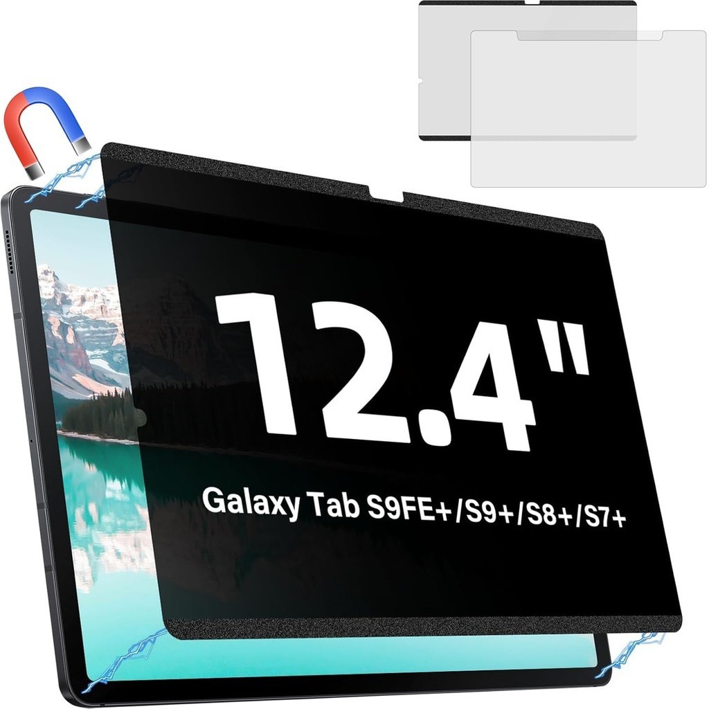 Magnetic Privacy Screen Protector สําหรับ Samsung Galaxy Tab S10 FE+ 13.1 S10 S9 Plus/Tab S9 FE + Plus/S7 FE 5G / S8/S7 Plus 12.4 นิ้ว 360° ฟิล์มหน้าจอความเป็นส่วนตัว