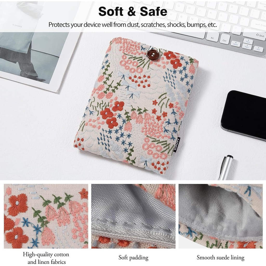 Moko 6-7 "ปัก Daisy เบาะสําหรับ Kindle 11/10/8th Gen/Kindle Paperwhite 11th/10th Gen/Voyage/Kobo eReader