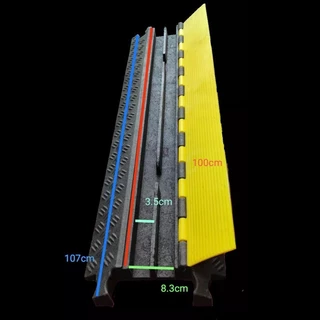 【การจัดส่งในพื้นที่】ยางลูกระนาด ขนาด 100x25x4cm. ป้องกันสายเคเบิล/สายไฟ/สายยาง 2 ช่อง แบบจิ๊กซอว์