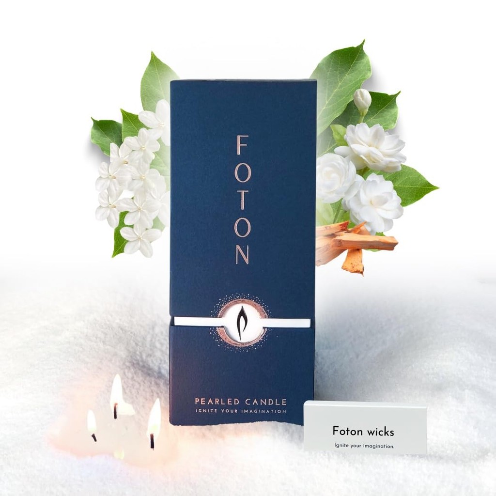 Foton Pearl Candle 18 ออนซ์ - Misty Monte Sandalwood Jasmine กลิ่นหอมที่ไม่เป็นพิษยาวเทียนผงยาวนานถึ