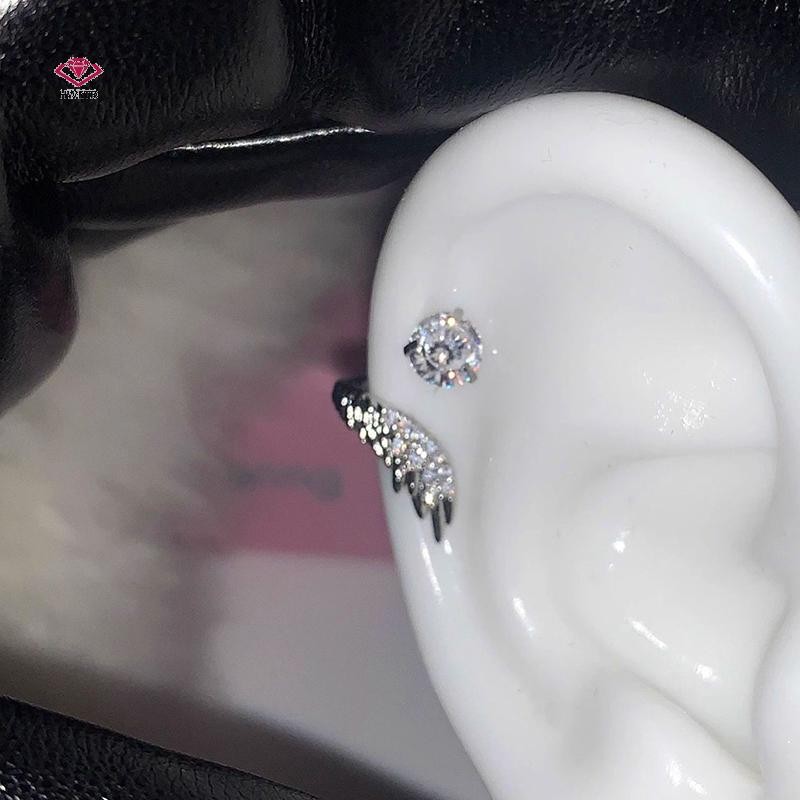 HWETR 2 ชิ้นอเนกประสงค์ประณีต Shiny Wing หูกระดูกเล็บสําหรับผู้หญิงแฟชั่นส่วนบุคคลเจาะต่างหูเครื่องประดับอุปกรณ์เสริมของขวัญใหม่