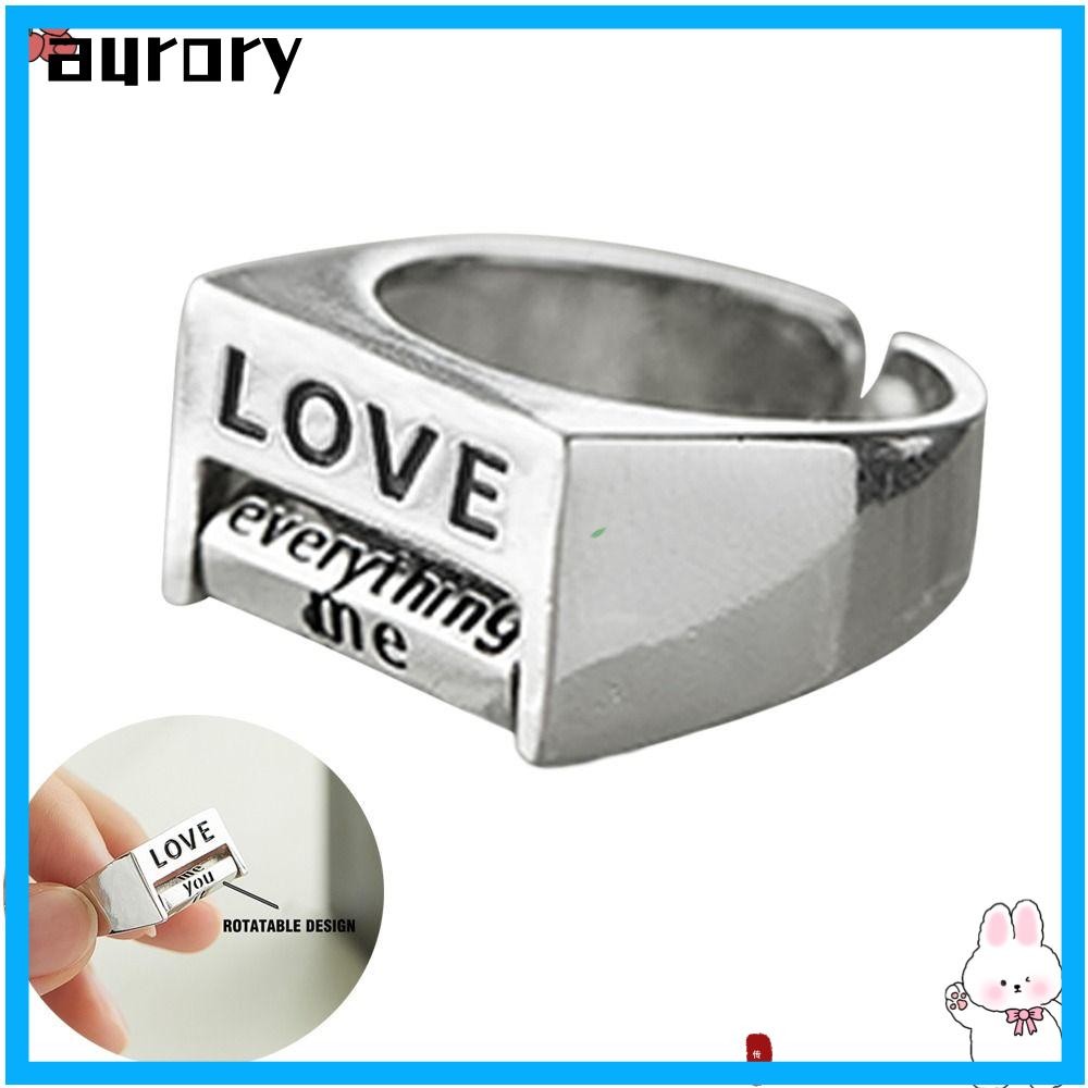 AURORY Love Ring, แหวนอารมณ์ Fidget หมุนได้, แหวน Fidget แบบปรับได้สีเงินสร้างสรรค์สําหรับผู้ชายผู้ห