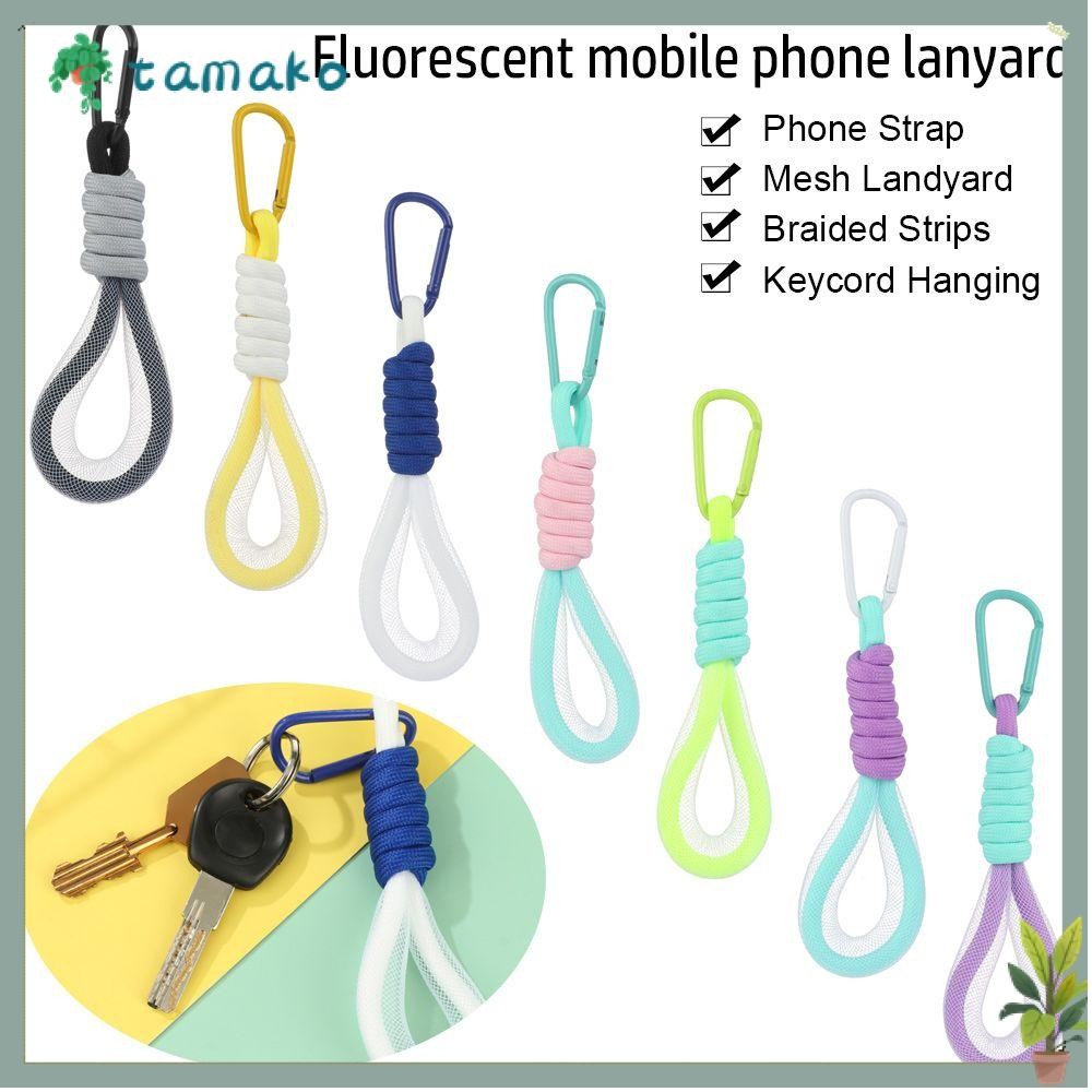 TAMAKO Lanyard เชือกสั้นสําหรับกระเป๋ากางเกงอุปกรณ์เสริมพวงกุญแจเรืองแสงสีตาข่าย Landyard