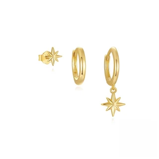 3 ชิ้นZircon Star Moon Hoopต่างหูผู้หญิง 18K Gold Plated Dangleต่างหู Hypoallergenicเครื่องประดับ