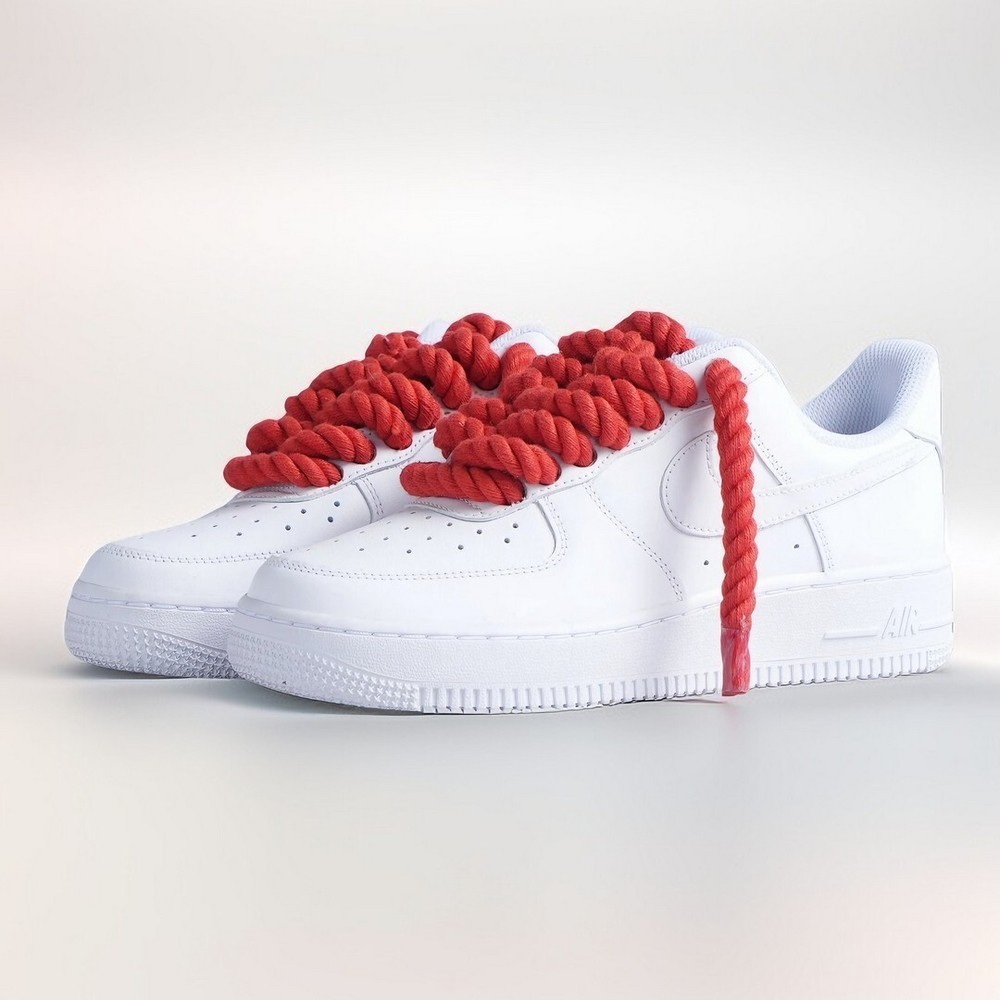 รองเท้า Nike Air Force 1 แบบกําหนดเอง เชือกผูกรองเท้าเชือกสีแดง