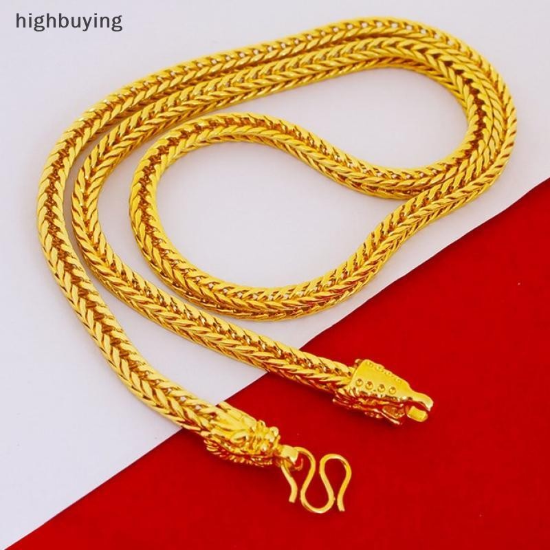 [การซื้อสูง] โลหะผสมชุบทองมังกรฟ็อกซ์หางสร้อยคอ 6 มม. เลียนแบบทองส่วนบุคคลสแควร์ฟ็อกซ์หางสร้อยคอคอโซ่หุ้นใ