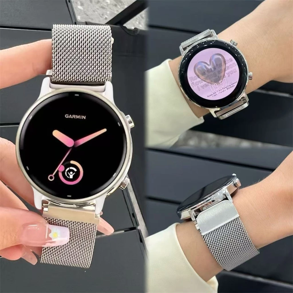 สายนาฬิกาสำหรับGarmin 245music245 165 158 55 645 570 42mm vivoactive5 active6 venu venusq2สแตนเลส