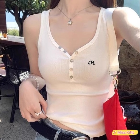 🎀Miss Kitty❤️พร้อมส่ง เสือกล้าม สไตล์เกาหลี มีฟองน้ำ ใส่สบาย 