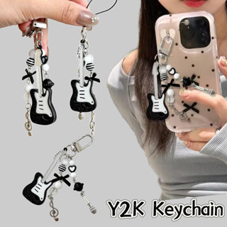 น่ารักกีตาร์ไมโครโฟนลูกปัดโซ่โทรศัพท์มือถือเสน่ห์หวานพวงกุญแ…