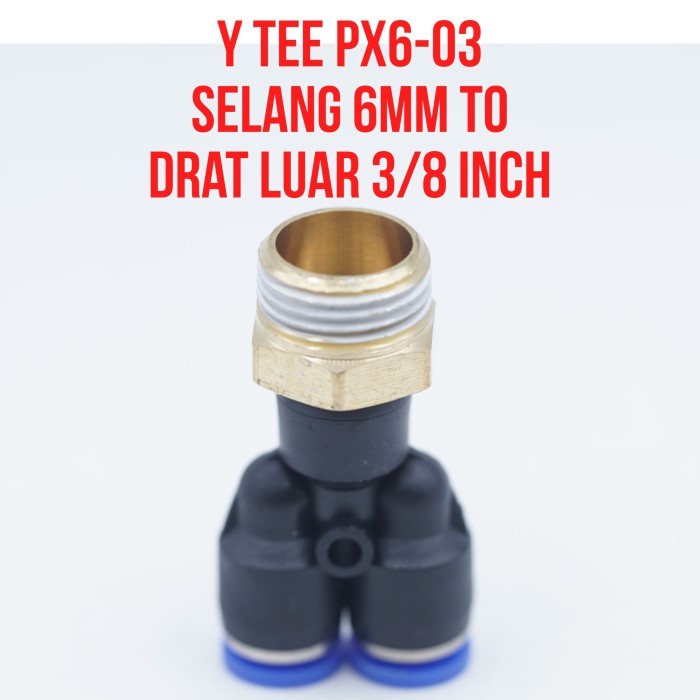PX6-03 PX 6-03 MPX 6-03 MPX6-03 Slip Lock PNEUMATIC Y Tee Connector ด้ายด้านนอก 3/8 " 3/8 นิ้วท่อ 6 
