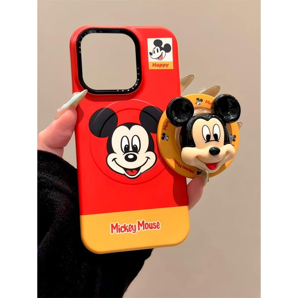 ใหม่น่ารักการ์ตูน 3D Donald Duck Mickey Mouse Avatar วงเล็บแม่เหล็กเคสโทรศัพท์ Apple เหมาะสําหรับ IPhone 16Promax 15 14 13pro Anti Shock และ Anti Drop Hard ฝาหลัง