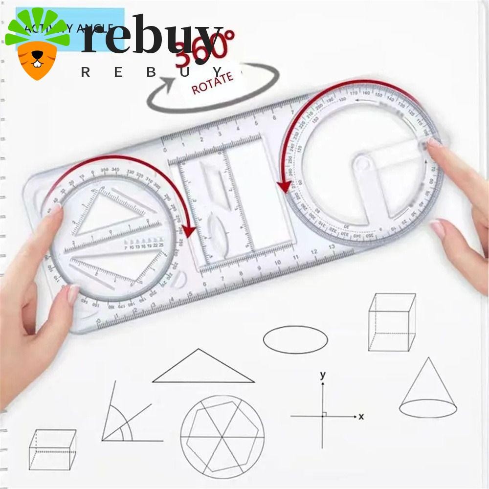 ซื้อซ้ํา ไม้บรรทัดวาดรูป มุมกิจกรรม 360 ° ไม้บรรทัดเรขาคณิตที่สามารถเคลื่อนย้ายไม้บรรทัดสถาปัตยกรรมการวัดตรงแม่แบบการวาดภาพโปร่งใสโรงเรียนมัธยม
