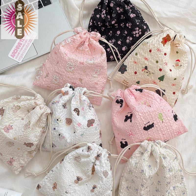 บน 1PCS เกาหลีน่ารักกระเป๋าใส่เหรียญขนาดเล็ก Key หูฟัง Drawstring กระเป๋าเก็บสาวเครื่องประดับลิปสติกเครื่องสําอางเชือกกระเป๋า String กระเป๋า A