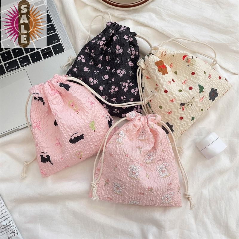 บน 1PCS เกาหลีน่ารักกระเป๋าใส่เหรียญขนาดเล็ก Key หูฟัง Drawstring กระเป๋าเก็บสาวเครื่องประดับลิปสติกเครื่องสําอางเชือกกระเป๋า String กระเป๋า A