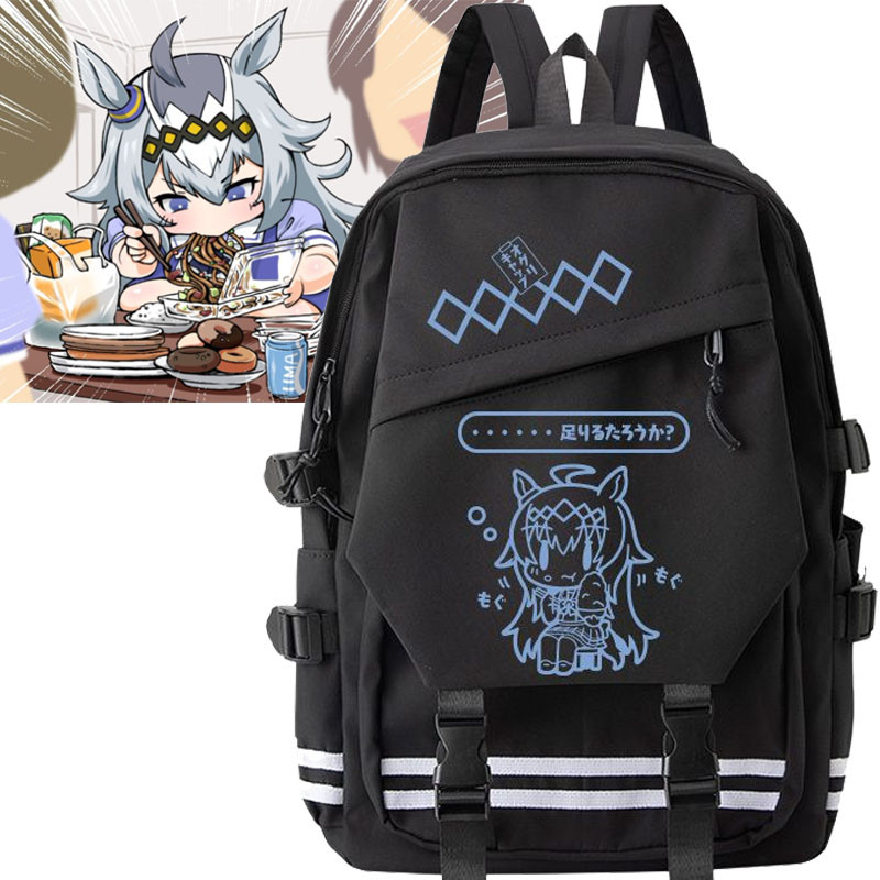 อะนิเมะ / เกม Uma Musume Cinderella สีเทา Oguri หมวกทุกวันกระเป๋าเป้สะพายหลังขนาดใหญ่กันน้ําสไตล์ลําลอง Horse Girl Pretty Derby Gourmand Travel School Rucksack 14 นิ้วกระเป๋าแล็ปท็อป - รูปที่ 5