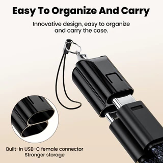 Elough 16 ซม.สายสั้นพวงกุญแจ PD 60W ประเภท C ถึง USB C สายชาร์จเร็วสําหรับโทรศัพท์มือถือ Power Bank USB C สายเคเบิลข้อมูลสายไฟ