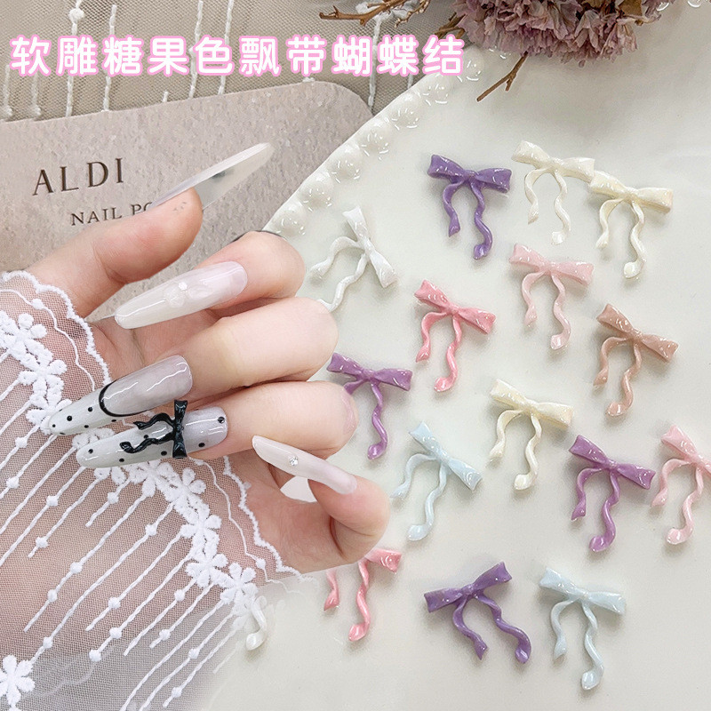 โบว์โบว์สำหรับตกแต่งเล็บ เรซิน โบว์ผูกม้า อุปกรณ์เสริมเล็บ