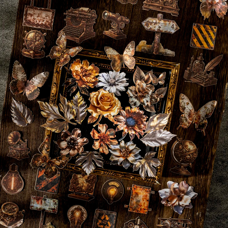 Journal GO 20pcs Vintage สติกเกอร์โลหะ DIY Craft Scrapbooking อัลบั้ม Junk Journal ตกแต่ง Retro กรอบ