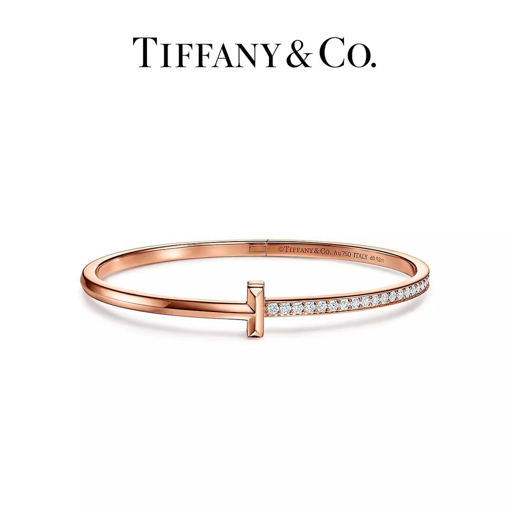 [Ready Stock] Tiffany & Co./Tiffany Tiffany T Series T1 Diamond Narrow Houtd Bracelet [ถุงของขวัญ]