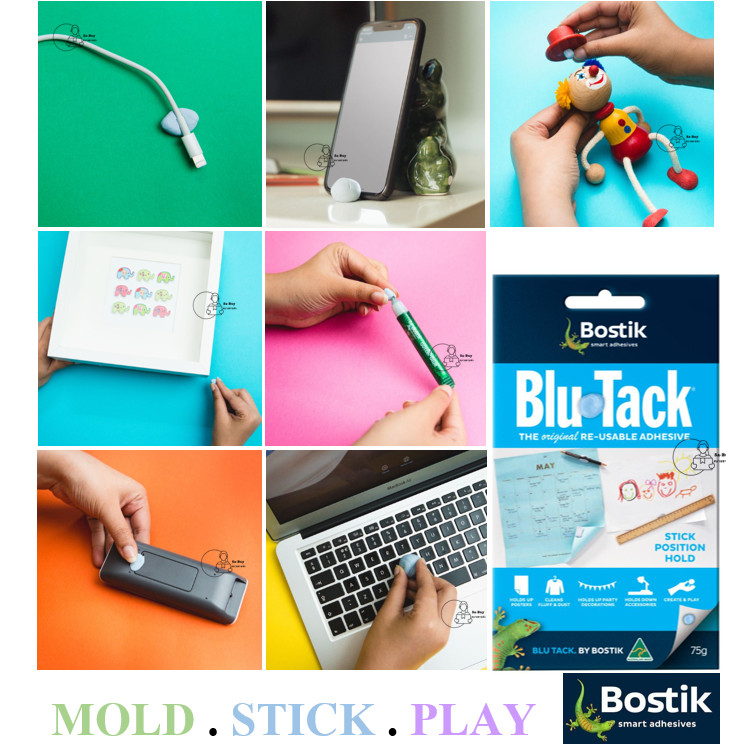 Blu tack เฟเบอร์ พริต Bostik ออสเตรเลีย แท้100% กาวดินน้ำมันบอสติก สีมิ้น สีฟ้า สีขาว 50กรัม สีฟ้า75กรัม พร้อมส่งจากไทย