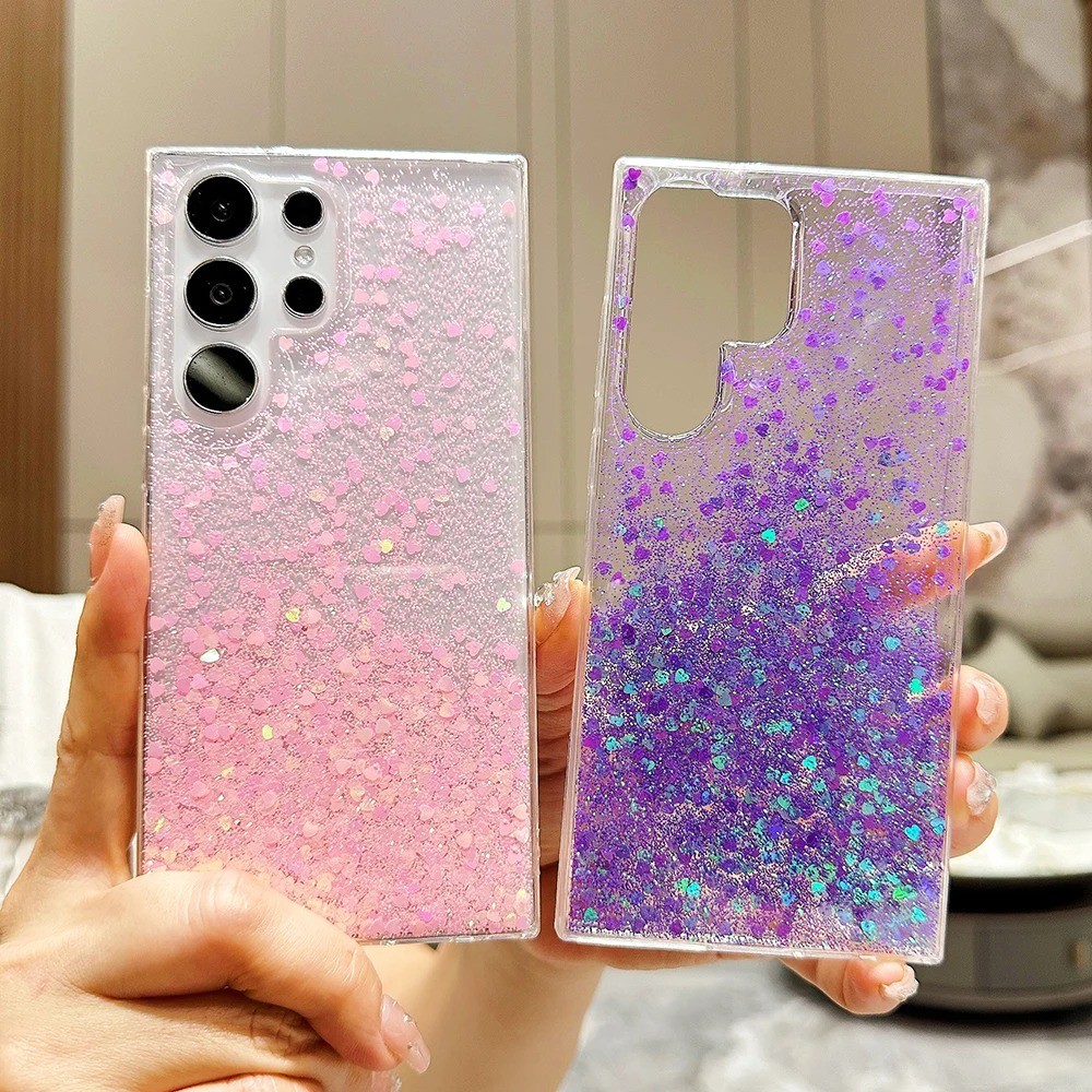 SAMSUNG สําหรับSamsung S24 FE S23 S22 S25 Plus Ultra A26 A36 A56 A14 A15 A25 A35 A55 A16 5Gน่ารักหรูหราเลื่อมเคสโทรศัพท์นุ่มโปร่งใสกันกระแทกปกหลัง